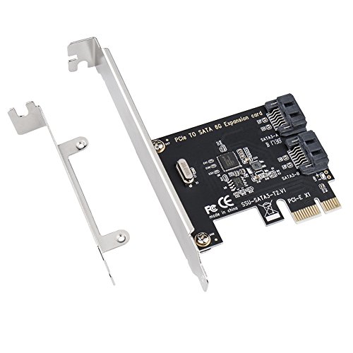 QNINE PCI Express SATA 3 Controller Card, 2 Port PCIe SATA III 6GB/s Internal Adapter Converter for Desktop PC Support SSD and HDD with Low Profile Bracket