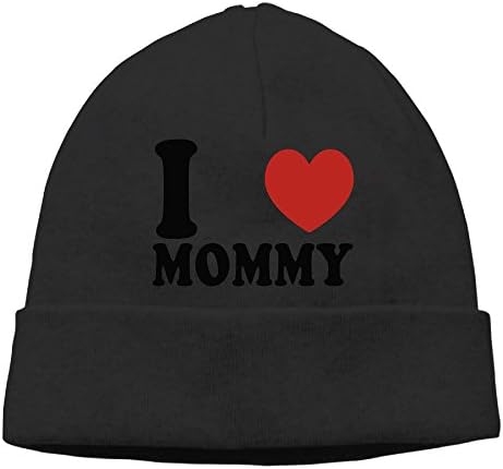 Unisex I Love Mommy Skull Cap Beanies Fashion Winter Cap Black
