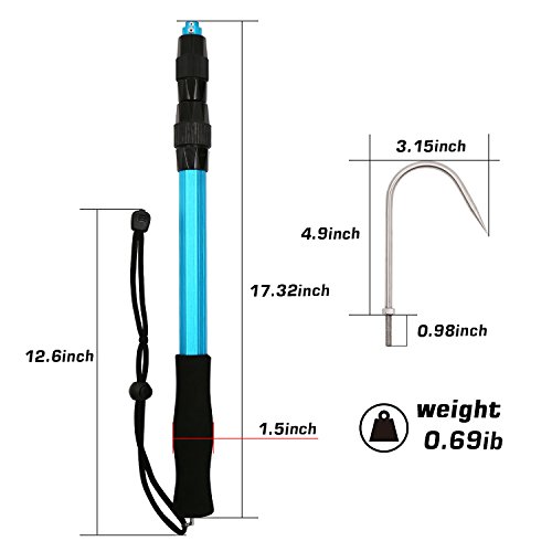 SAN LIKE Telescopic Fish Gaff with Stainless Sea Fishing Spear Hook Tackle, Saltwater Offshore Ice T - //coolthings.us