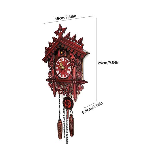 isilky Cuckoo Clock, Cuckoo Wall Clock, Roman Numerals, Black Forest, Wooden Cuckoo Clock, Black Forest, Hand-Carved Cuckoo Clock House Decoration(No Sound)