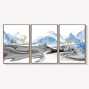Framed Canvas Wall Art for Living Room, Bedroom Abstract Landscape Dream Place Canvas Prints for Home Decoration Ready to Hanging - 16"x24"x3 Panels