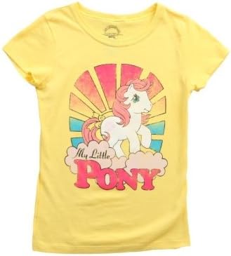My Little Pony Girls' Short Sleeve T-Shirt (Various Styles) (6X, Vintage Style Classic My Little Pony Girls Tee in Pale Yellow)