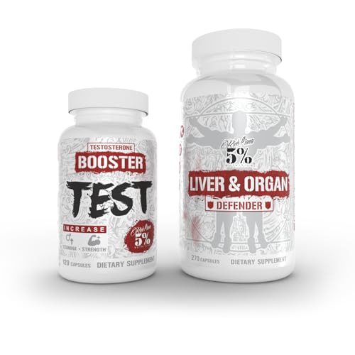 5% Nutrition 2-Stack | Liver & Organ Defender with NAC + Test Booster | Liver, Kidney, & Heart Support + Testosterone, Muscle Builder, Male Vitality, Energy & Stamina