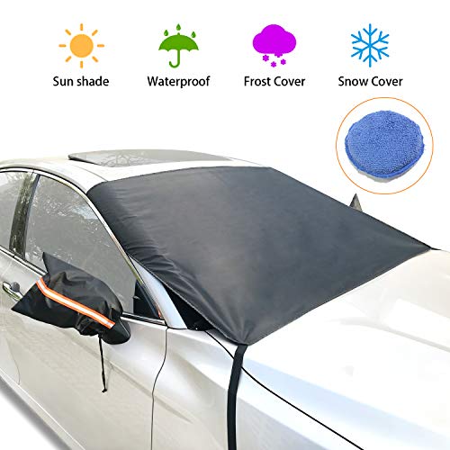 Car Windshield Sun Shade with 2 Car Mirror Cover - Auto Universal Car Sunshade to Keep Your Vehicle Cool, Blocks UV Rays Sun Visor Protector, Fits Windshields of Various Size 56"(W) X 43"(H) - Thumbnail 7