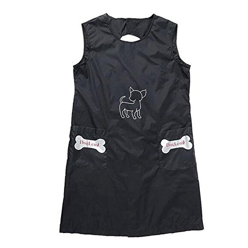 DogLemi Pet Cat Dog Grooming Gown Apron Waterproof Groomer Vest Apron with Front Pocket XL Black