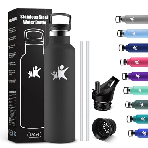 KollyKolla Stainless Steel Water Bottle, 750 ml, Leak-Proof Water Bottle with Straw, BPA-Free, Double-Walled Vacuum Insulated, Double Walled Vacuum Insulated, Water Bottle for Travel, Camping, Hiking
