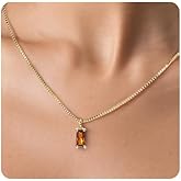 Freeunfet Birthstone Necklace for Women, 14K Gold Plated Necklace Dainty Cubic Zirconia Pendant, Friendship Birthday Gifts Jewelry for Women