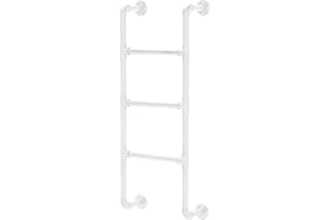 BUALR Bunk Bed Ladder Loft Ladder Basement Window Well Egress Ladder Emergency Fire Climbing Ladder Wall Mounted Metal Stepladder for Attic,RV,Library,Deck,Dorm,Easy Install Loads 330lbs(White)
