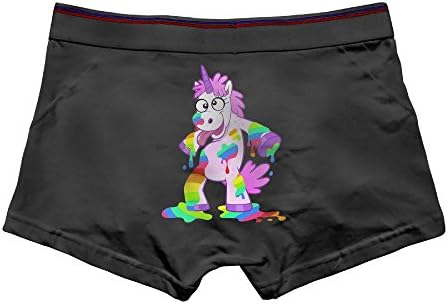 Ghhpws Happy Unicorn Men's Low Rise Boxer Briefs Underwear Trunks M Black