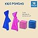16-Pack Kids Disposable Emergency Rain Ponchos with Hood Pink and Blue 42 x 60 Inches