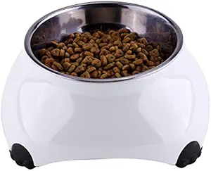 SuperDesign Raised Cat Bowls, Stainless Steel Bowl with Melamine Stand, Small Dog Bowls, Food and Water Pet Feeder, Anti-Slip Feeding Dish for Puppy and Kitty
