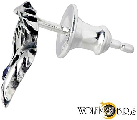 Amazon Wolfman B R S ウルフマンb R S クライング ウルフ シルバー ピアス スタッドタイプ 1個売り 片耳用 合成サファイア 狼 Wo E 27 ジュエリー 通販