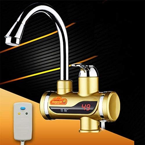 TRNMC Electric Water Tap Instant Electric Tankless Water Heater Hot Water Tap Faucet 220V Kitchen Heating Boiling Tap LED Digital Display Under Inflow-（Gold）