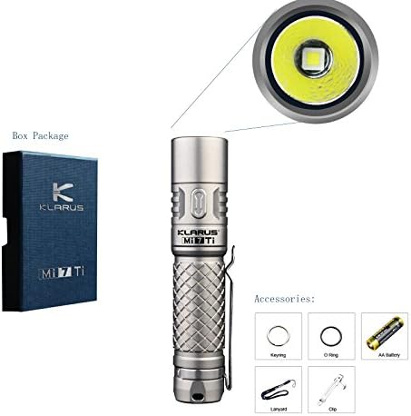 Klarus Mi7 Ti Mini-Might Illumination AA Titanium Flashlight Uses a CREE XP-L HI V3 LED Max Output 700Lumens