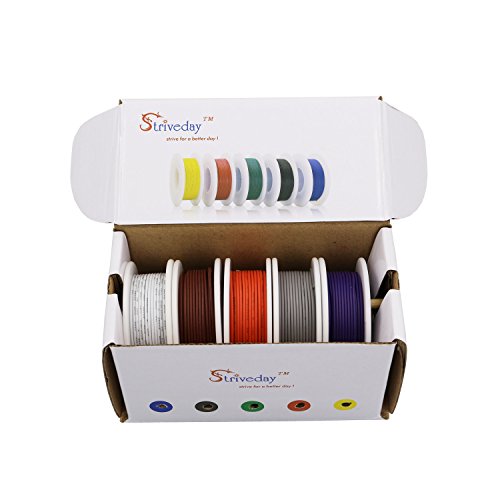 Striveday™ 22 AWG Flexible 1007 Wire Electric wire 22 gauge Coper Hook Up Wire 300V Cables electronic stranded wire cable electrics DIY BOX-1