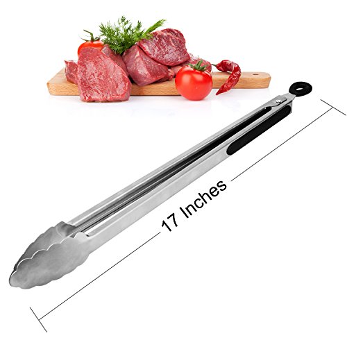 KingTong BBQ Tongs for Grill and Barbecue (Black - 17 Inch)