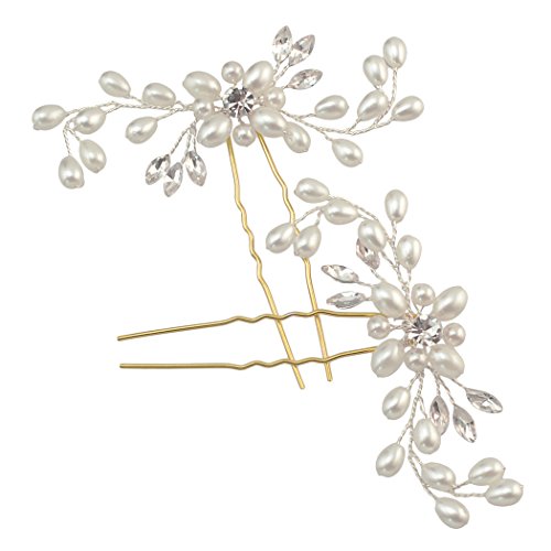 iMagitek 2 Pack Wedding Bridal Decorative Hair Pins Pearl Chopstick Hair Stick Accessories Hairpins for Women and Girls