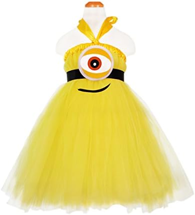 Little Little Smile Girls Summer Minions Handmade Birthday Party Tutu Dress (2y, yellow)