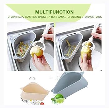 ZOOARTS Triangle Storage Holder Multifunctional Drain Shelf storage rack Kitchen Sucker,Corner Sink Strainer (Gray)