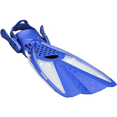 CAPAS Snorkel Fins, Snorkeling Fins Swim Fin Short Adjustable Diving Fins for Adult Men Womens Kids Scuba Diving Swimming Duck Feet Swim Travel Open Heel Flippers Snorkelling Fins (Blue White, L/XL)