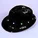 Anleolife Fedora Hat Led Fedora Hats Black Fedora Hats For Men Boys Flashing Led Cap Novelties Dance Hat School Show Performing Paillette Jazz Bling Hats 58cm/23'' Kids Adults General Use(black)