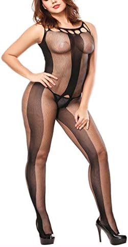 BECHARNY Women Shiny Sheer Tights Fishnet Lingerie Crotchless Bodystocking Net Underwear