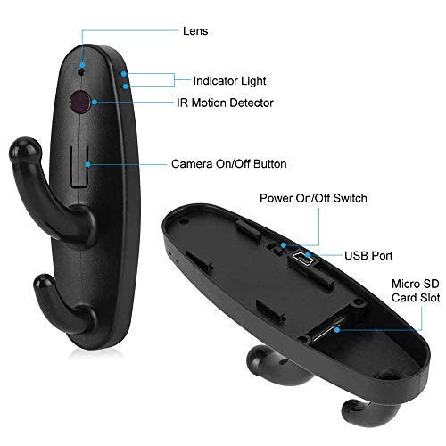 Mini Spy Coat Hook Hidden Camera Motion Detection Clothes Hook Cam