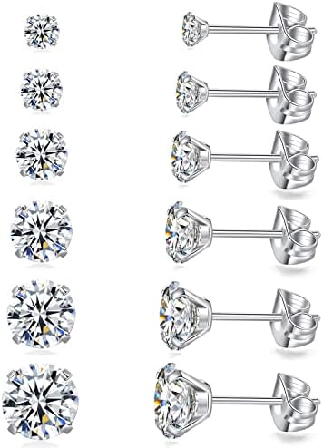 Amazon.com: 6 Pairs Stud Earrings Set, Hypoallergenic Cubic