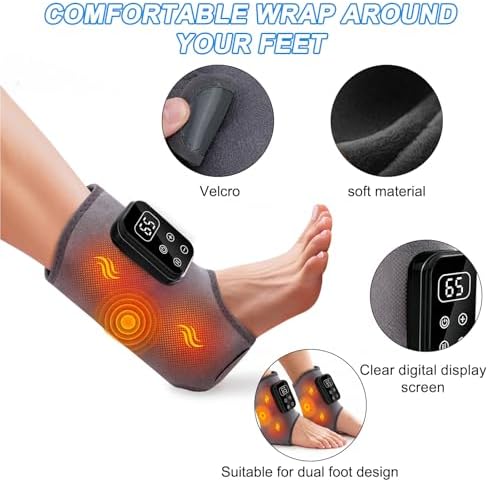 Massaggiatore per piedi, massaggiatore elettrico senza fili per dolore e circolazione, massaggiatore per piedi 3 in 1 con batteria da 2000 mAh, 6 livelli di calore fino a 65 °C, regalo perfetto per il