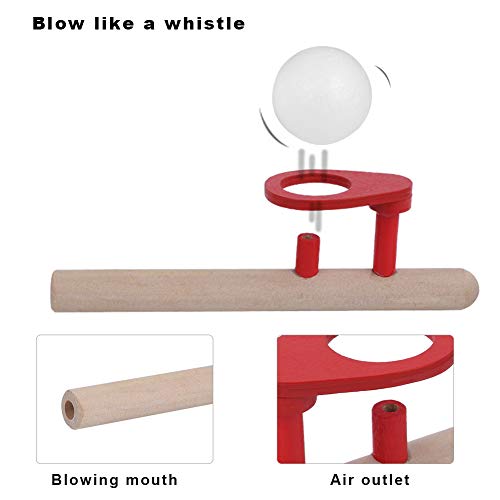 Classic Wooden Floating Ball Toy - Blow Pipe Ball Game For Kids Breath Control
