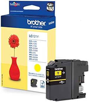 BrotherLC-121Y Inkjet Cartridge, Yellow, Single Pack, Standard Yield, Includes 1 x Inkjet Cartridge, Genuine Supplies