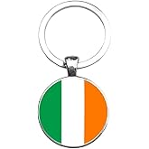 Art Attack Republic of Ireland Is Calling Flag Keychain, Fighting Irish History Love Map Country Clover Charm Pendant Key Chain (Silver)