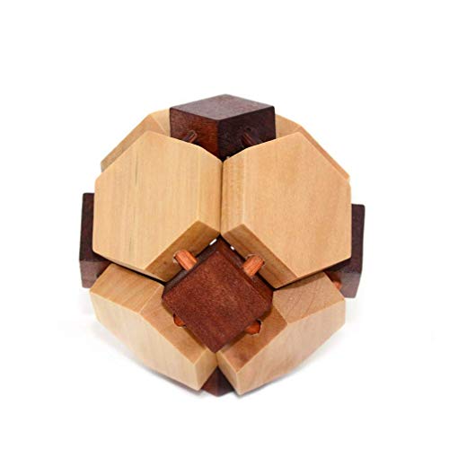 Puzzle Games,Wooden Brain Teaser Puzzle Wooden Ball Lock Burr Puzzle Intellectual Toys Enhance Spatial Thinking Disassembly Toy