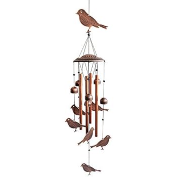 BLESSEDLAND Bird Wind Chimes-4 Hollow Aluminum Tubes -Wind Bells and Birds-Wind Chime with S Hook for Indoor and Outdoor