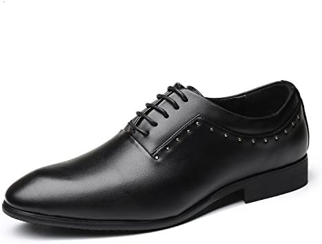Men's Leather Dress Shoes Classic Modern Oxford Round Cap Toe Lace up Casual Formal Business Shoes