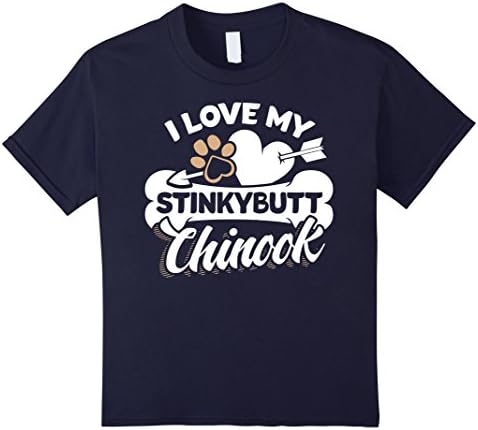 Kids Chinook T-Shirt - I Love My Stinkybutt Dog! 8 Navy