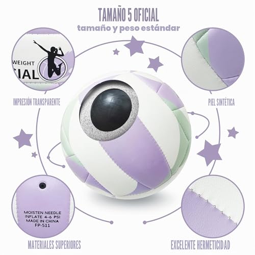Fantecia Size 5 Volleyball with Pump, Soft Leather Beach Volleyball for Indoor Outdoor Play Volleyball Gift for Girls, Youth, Adults, Volleyball