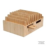 MobileVision Bamboo 10-Port Charging Station & Compatible Adapter for Apple Watch Combo for use with Watch, Smartphones & Tablets