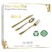 75 Pieces Heavy Duty (Gold) Plastic Silverware Set, Disposable Cutlery Set, Great for Parties, Weddings, and Catering, Flatware Utensils Included: 25 Forks, 25 Spoons, 25 Knives, Stock Your Home
