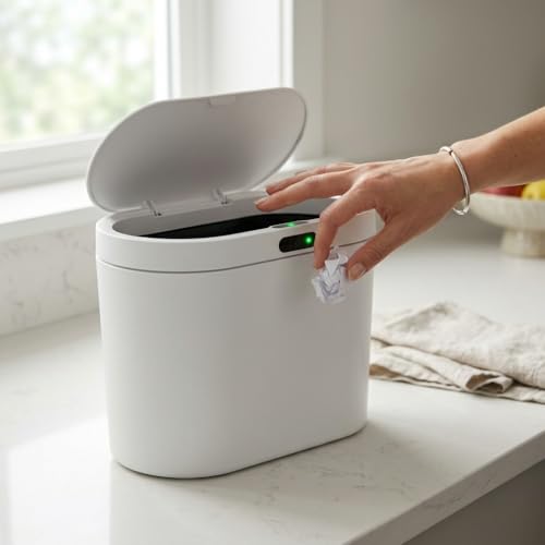 Lixeira Automática com Sensor Inteligente 17L – Abertura e Fechamento Automático - Sem Toque, Moderna e Higiênica para Cozinha, Banheiro e Escritório