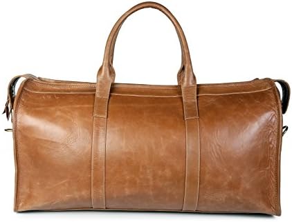 Chra 22" Soft buffalo leather Duffel Bag | Holdall Bag | Travel Bag | Sports Bag | Overnight Weekend Leather Bag for Gym Sports Cabin | Leather Bag for Men | Leather Bag for Women (Tan Brown)