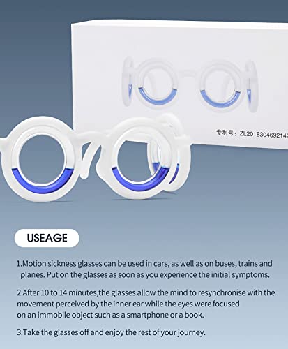 Anti Motion Sickness Glasses, Raised Airsick Sickness Seasickness Glasses for Sport Travel Gaming, Ultra-Light Portable Nausea Relief Glasses, No Lens Liquid Glasses for Adults or Kids
