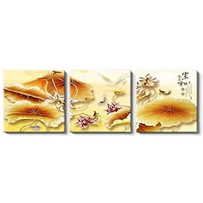Canvas Wall Art Chinese Flowers and Birds Painting Artwork for Home Prints Framed - 12"x12"x3 Panels