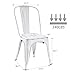 Devoko Metal Indoor-Outdoor Chairs Distressed Style Kitchen Dining Chairs Stackable Side Chair with Back Set of 4 (White)