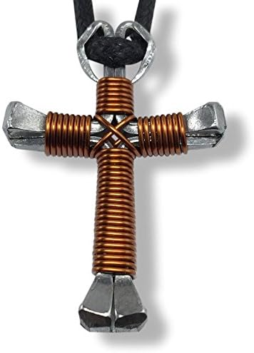 Brown Horseshoe Nail Cross Necklace