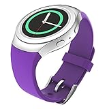 Gear S2 Watch Band, MoKo Soft Silicone Replacement Sport Band for Samsung Gear S2 (SM-R720 / SM-R730 ONLY) Smart Watch, NOT FIT S2 Classic Watch (SM-R732 & SM-R735), NOT FIT Gear Fit2 Watch, PURPLE