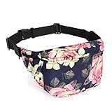 LOKASS Fanny Packs for Women Sport Waist Pack Floral Shoulder Bag with Adjustable Strap Large Capacity Perfect for Womens Running Hiking Cycling Jogging