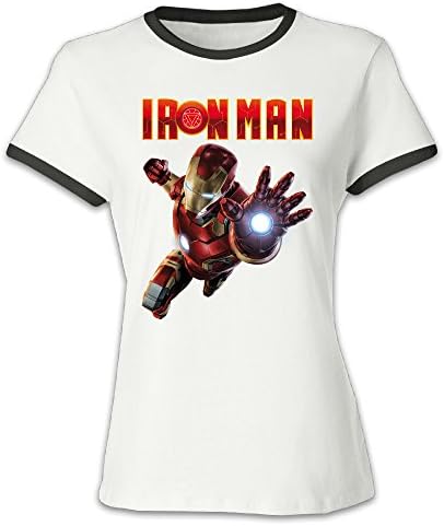 De Lin 5 Back To School Iron Man Women Short Sleeve Shirts Black