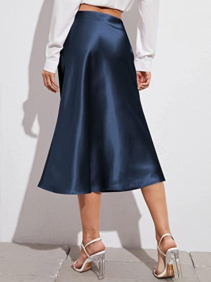 Zeagoo Women's Silk Midi Skirt
