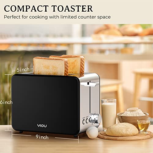 YIOU Toaster 2 Slice Stainless Steel 2 Slice Toaster 1.5 Inch Extra
